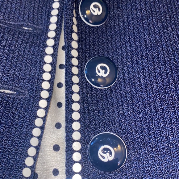 ST.JOHN COLLECTION KNIT BLUE FITTED JACKET w/SILK LINING - Picture 6 of 11